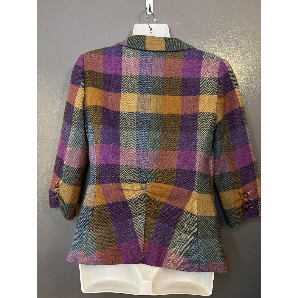 CAbi Blazer Womens 2 Multicolor Plaid Wool Blend 3/4 Sleeve Lined Jacket - Picture 5 of 9